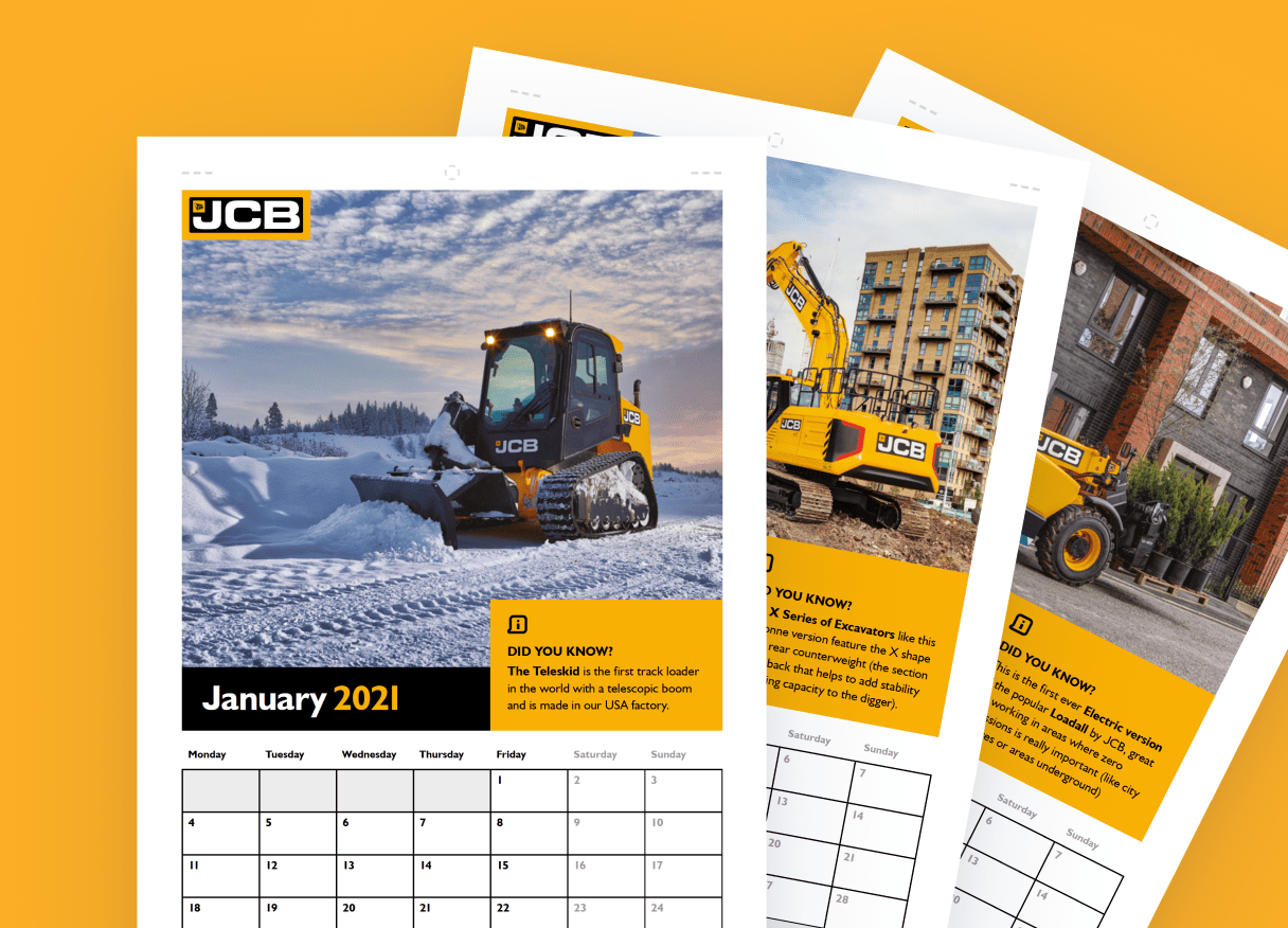 PRINTABLE 2021 CALENDAR JCB MACHINES JCB Explore